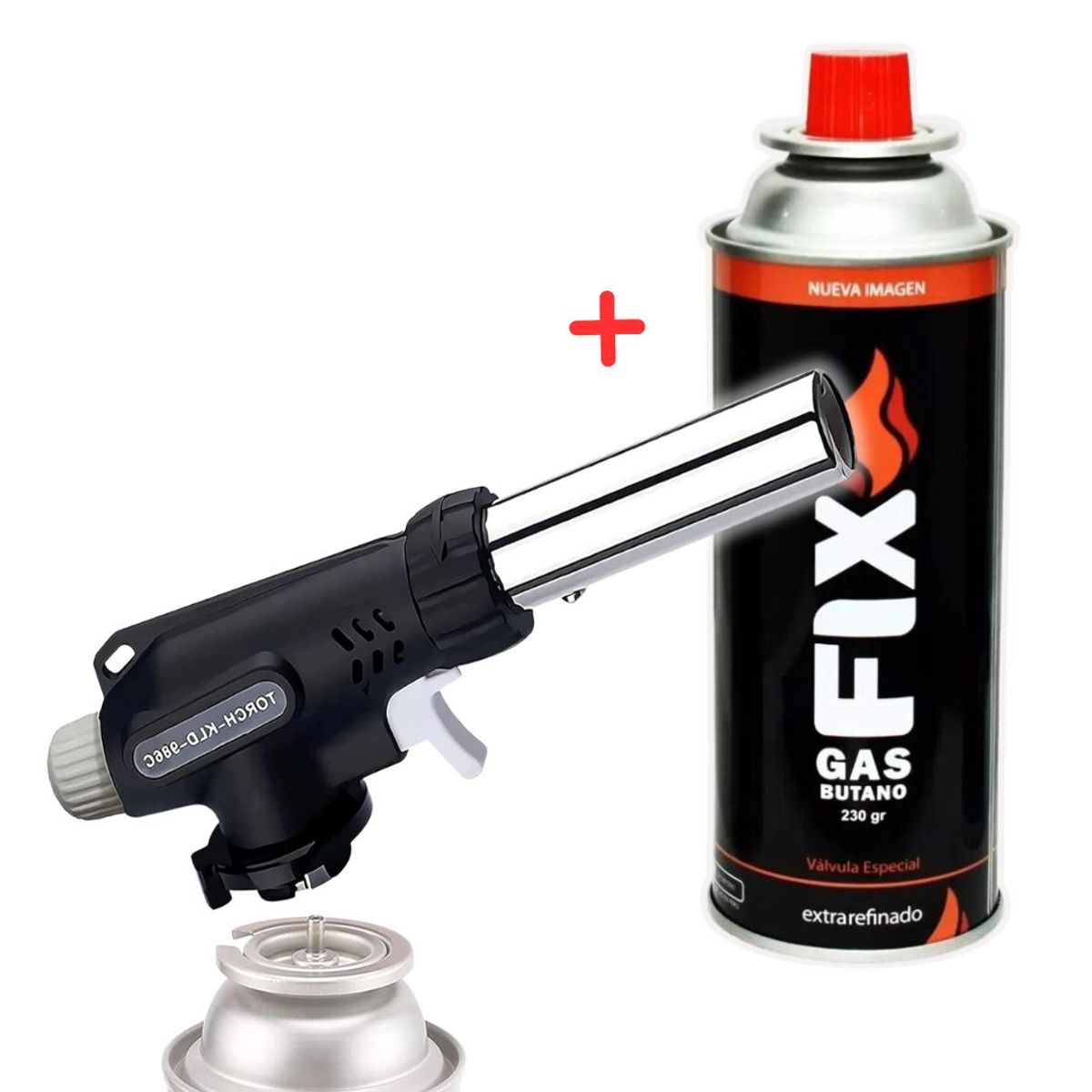 OEM - Cabezal Soplete Adaptador Flameador + Gas Butano Cocina