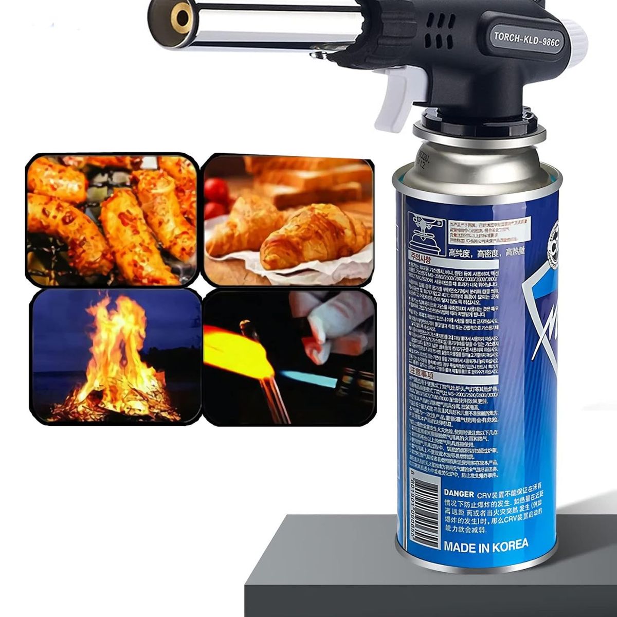 OEM - Cabezal Soplete Adaptador Flameador + Gas Butano Cocina