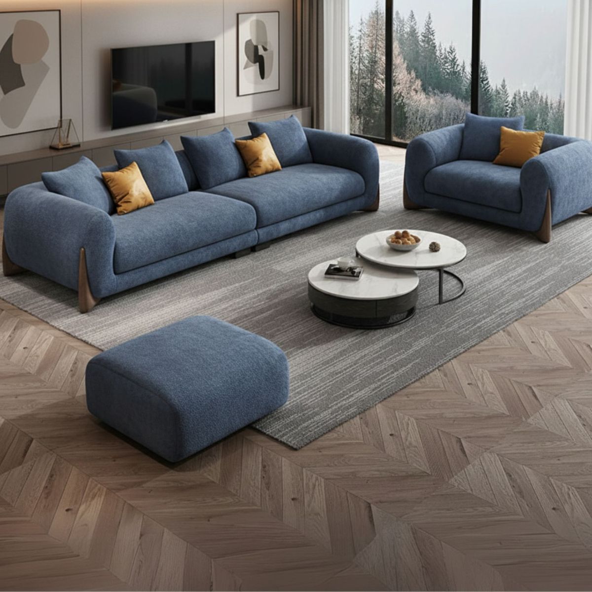 GENERICO - Sala Dubai en tela Antifluido Petfriendly  3-1 + Banqueta - Lmueble