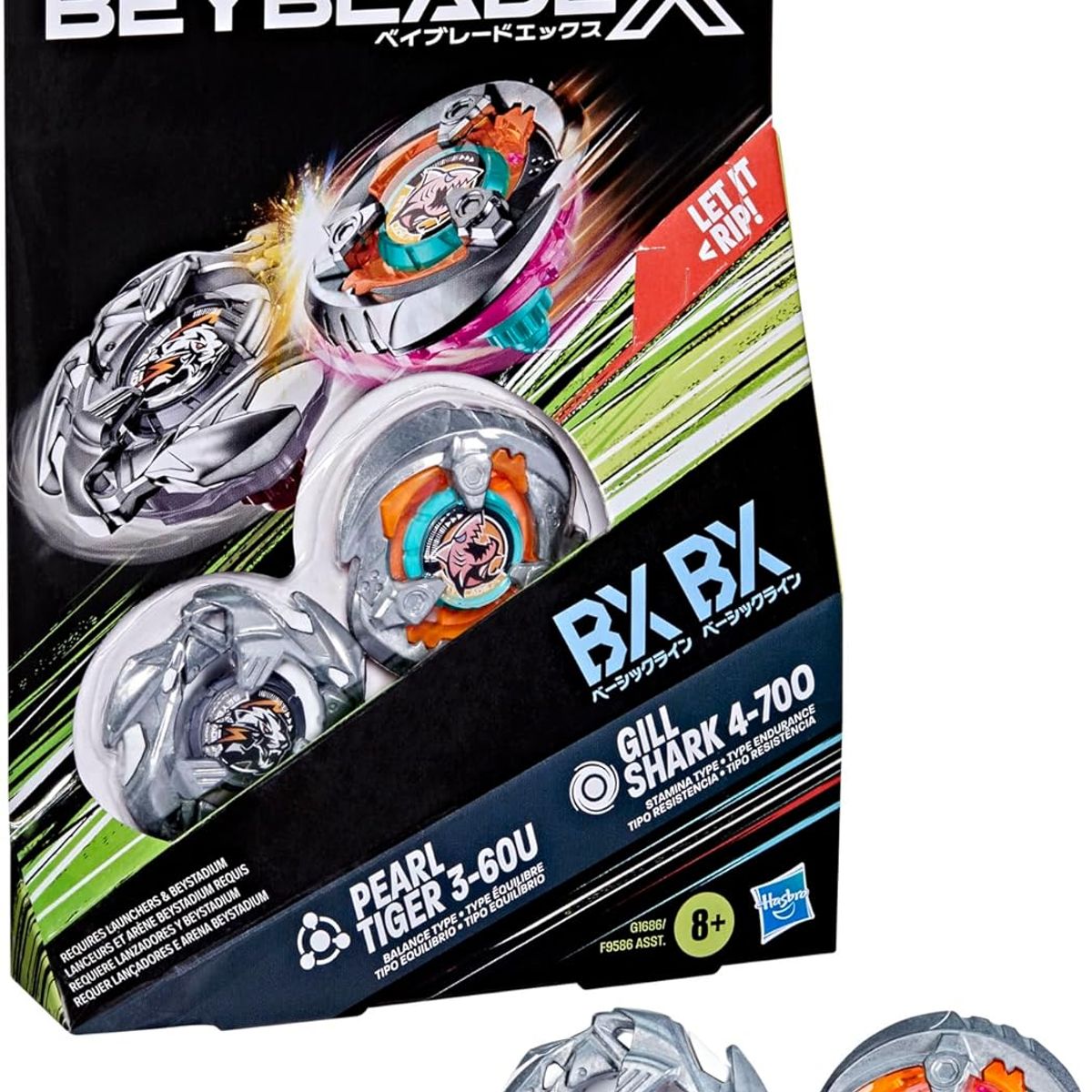 TAKARA TOMY - BEYBLADE X GILL SHARK 4-70O BX Y PEARL TIGER 3-60U BX