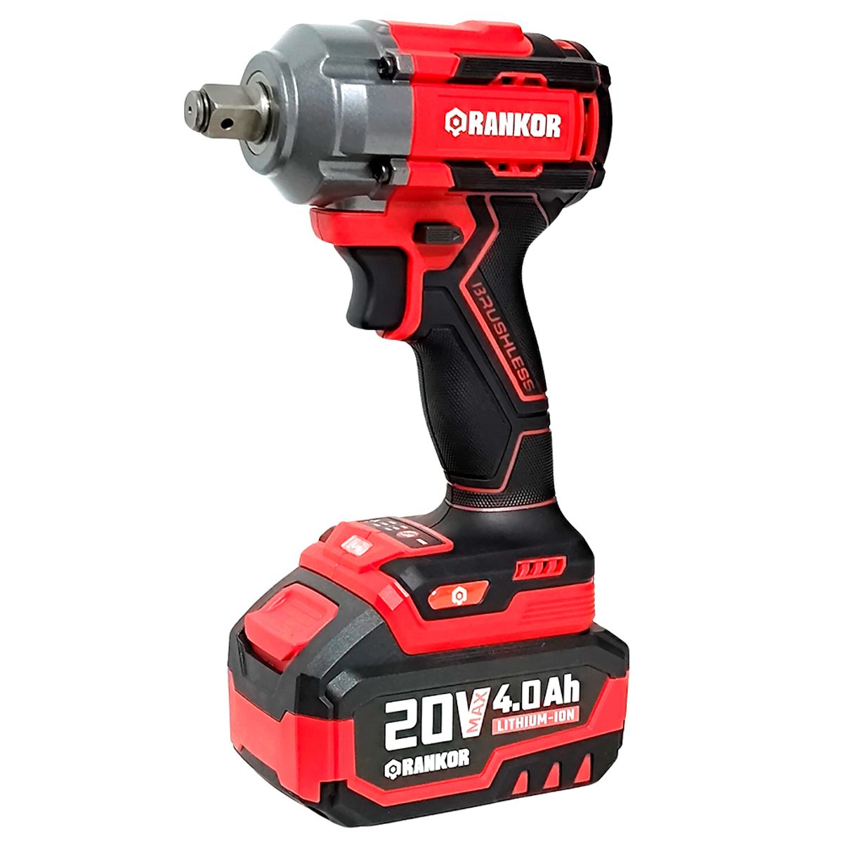 RANKOR - Llave de Impacto Inalambrica 1/2″ Rankor RLIW20002 20V 500Nm 2Bat x 4Ah Brushless