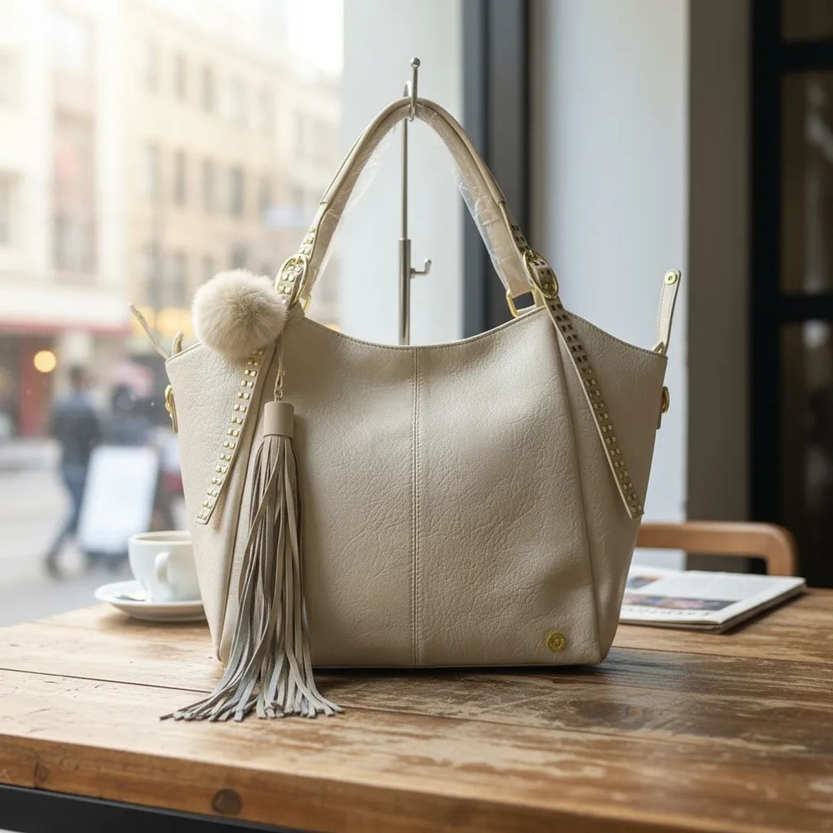 GENERICO - Cartera bolso Hobo Ardilla Roja- 2 Piezas pompom