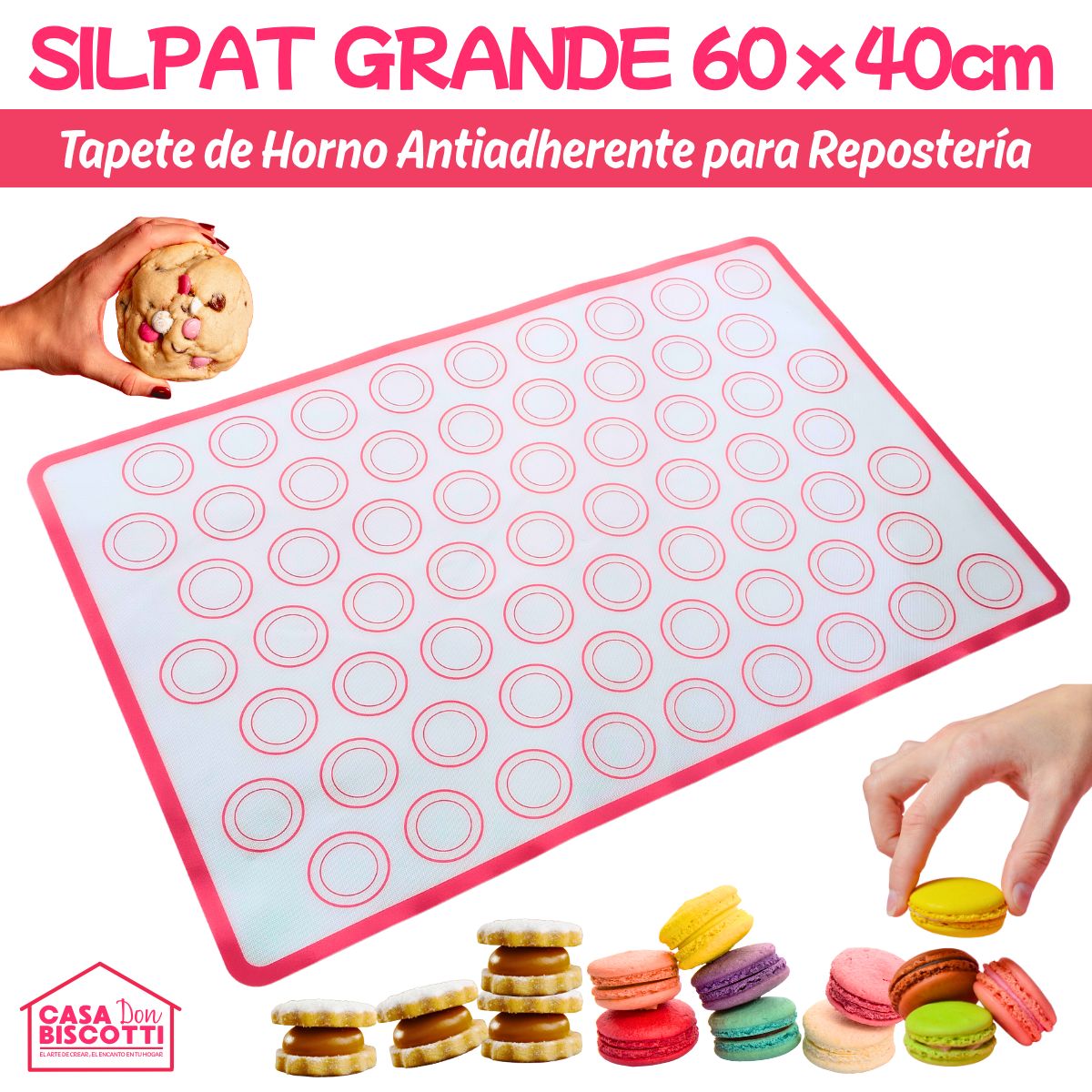 GENERICO - Silpat 60x40cm Tapete GRANDE de Silicona para Hornear Macaron Silpack
