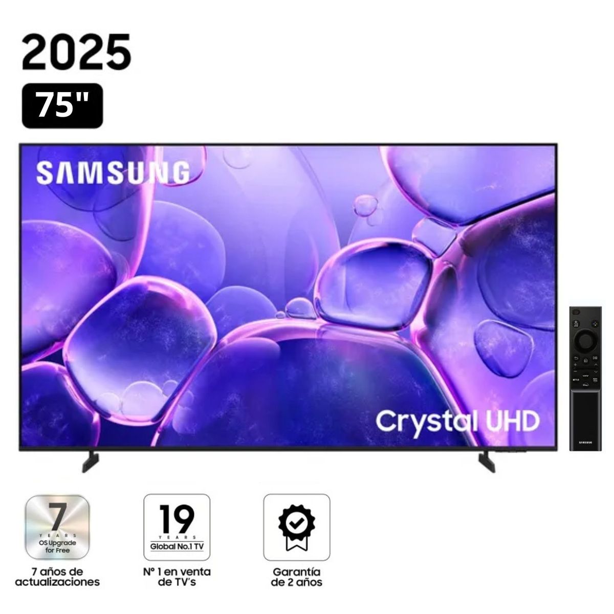SAMSUNG - Televisor Samsung Smart TV 75"Crystal UHD 4K UN75U8000F - Nuevo 2025