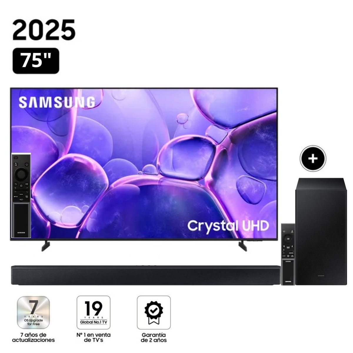 SAMSUNG - Televisor Samsung Smart TV 75 Crystal UHD 4K UN75U8000F + Soundbar HW-B450