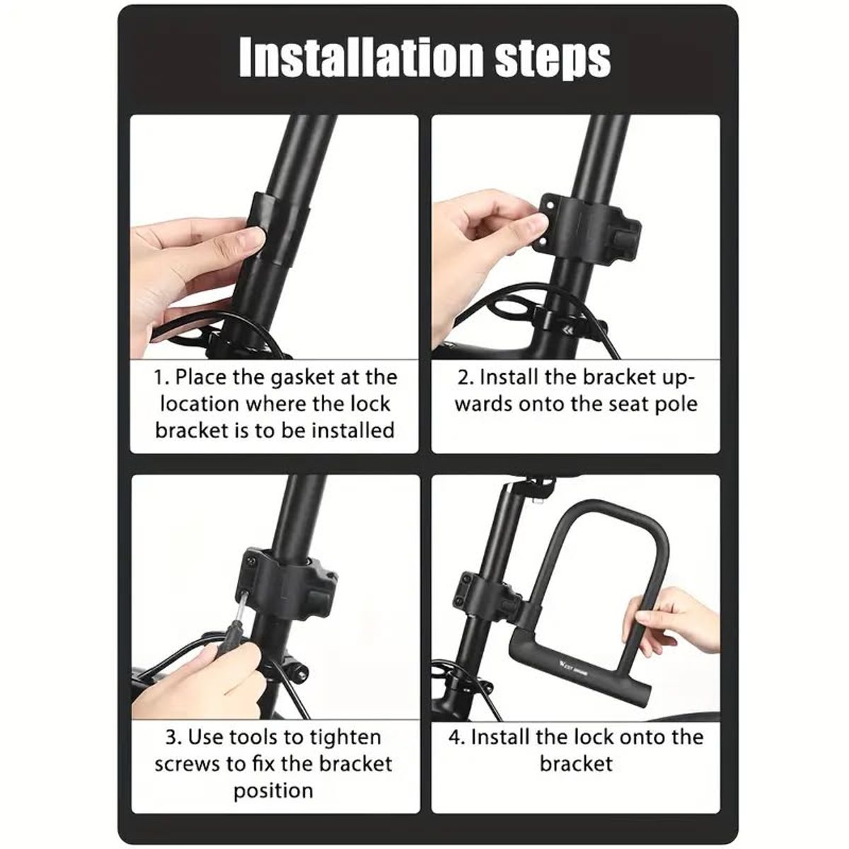 GENERICO - Candado Bloqueo U duradero para bicicletas