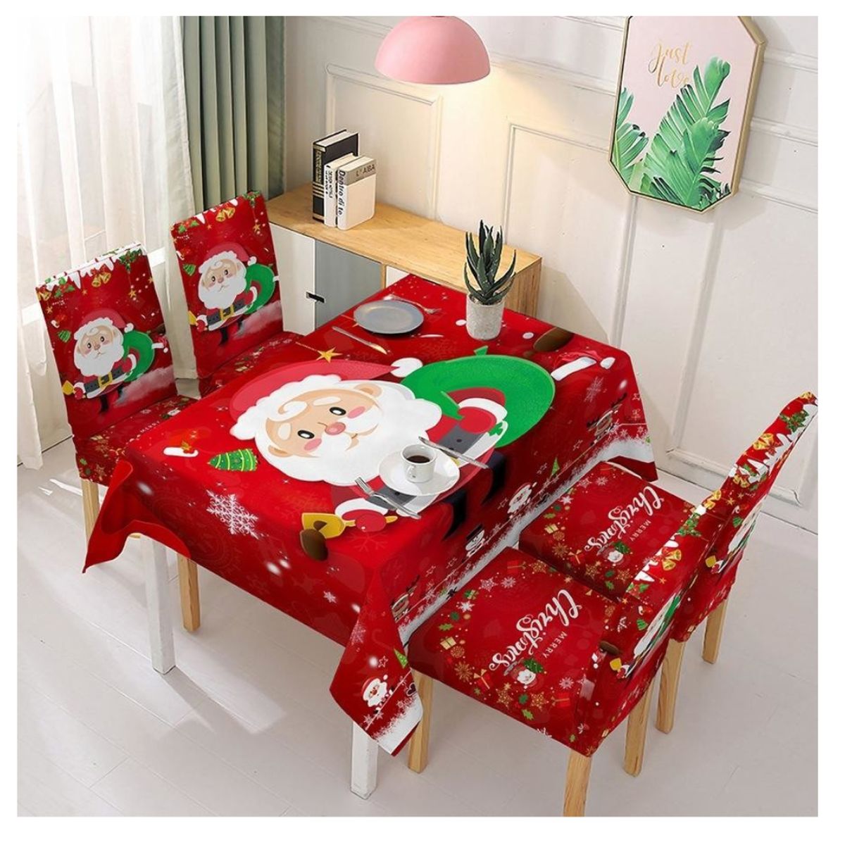 GENERICO - MANTEL NAVIDEÑO + 6 FUNDAS DE SILLA