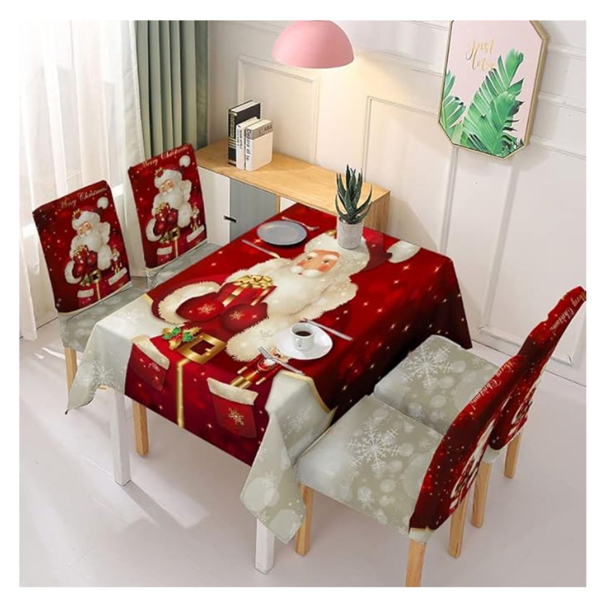 GENERICO - MANTEL NAVIDEÑO + 6 FUNDAS DE SILLA