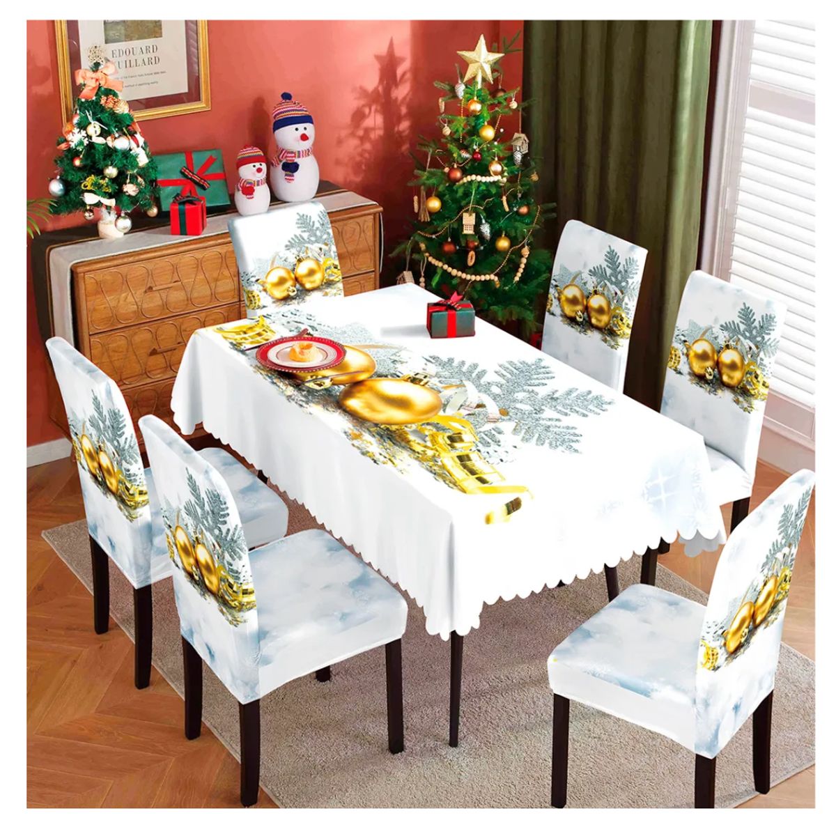 GENERICO - MANTEL NAVIDEÑO + 6 FUNDAS DE SILLA