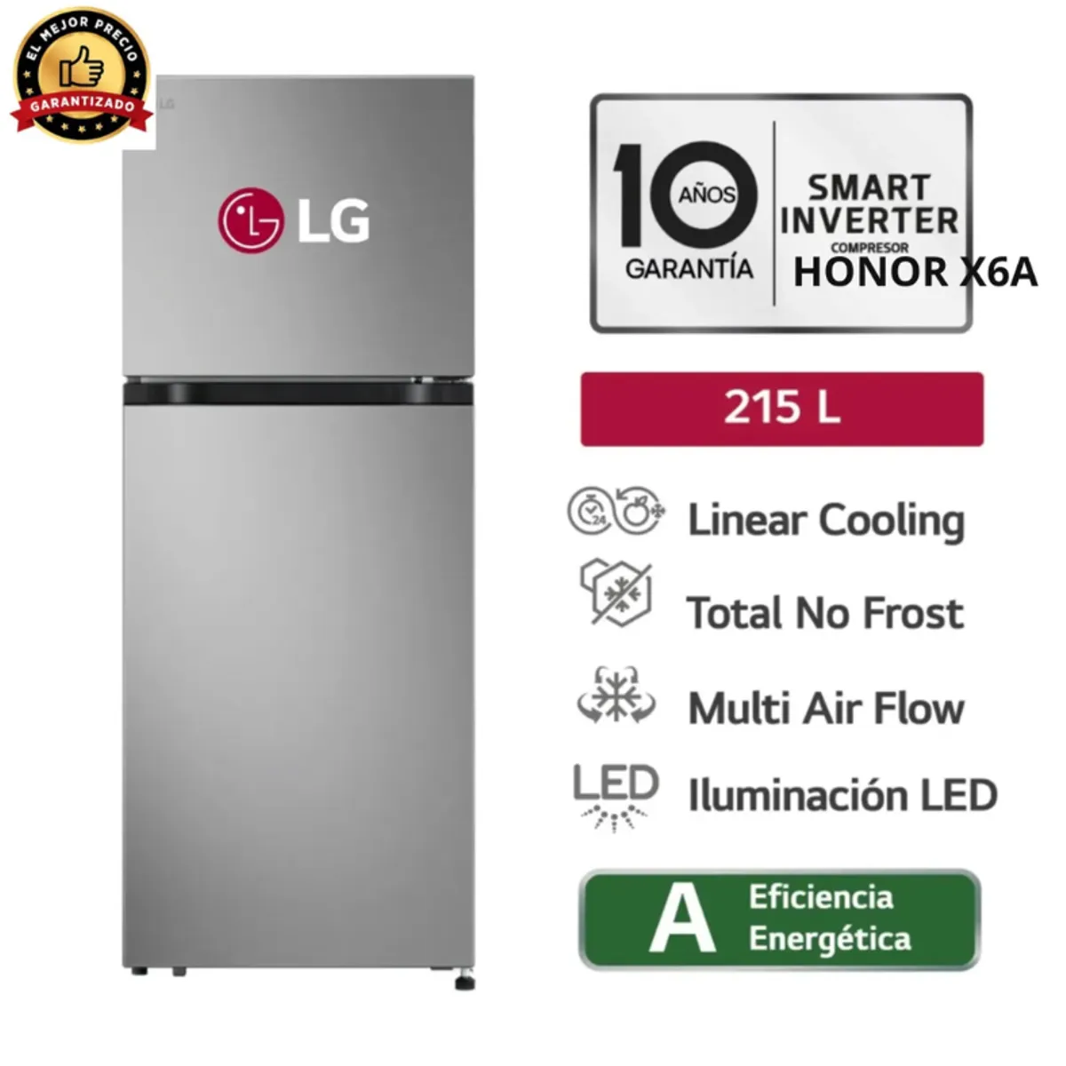 LG - Refrigeradora LG Multi Air Flow Plateado VT22BPY 215L