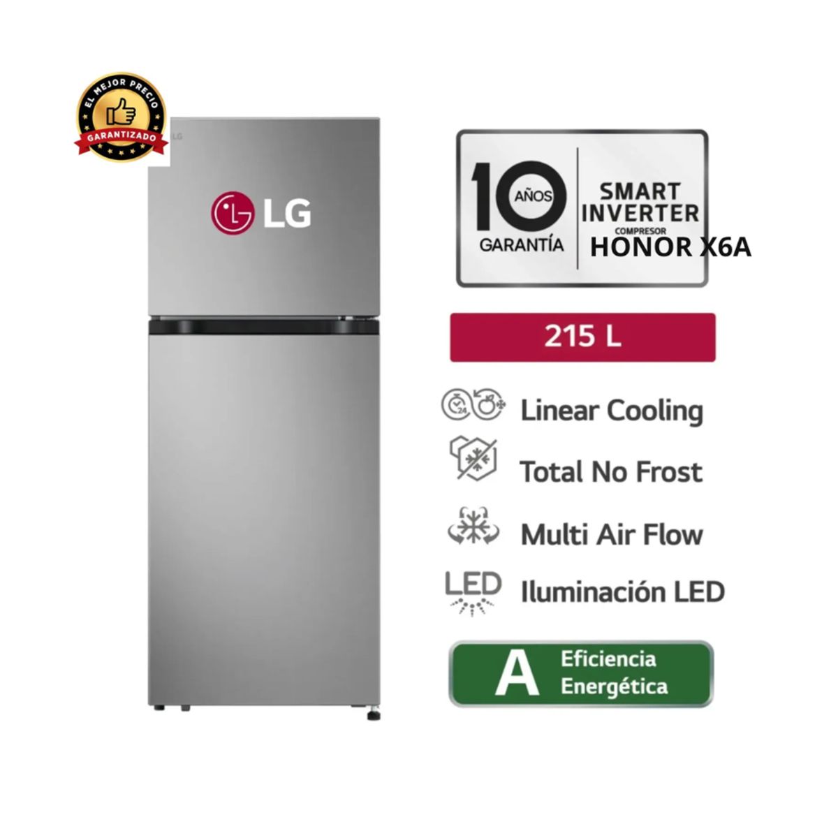 LG - Refrigeradora LG Multi Air Flow Plateado VT22BPY 215L