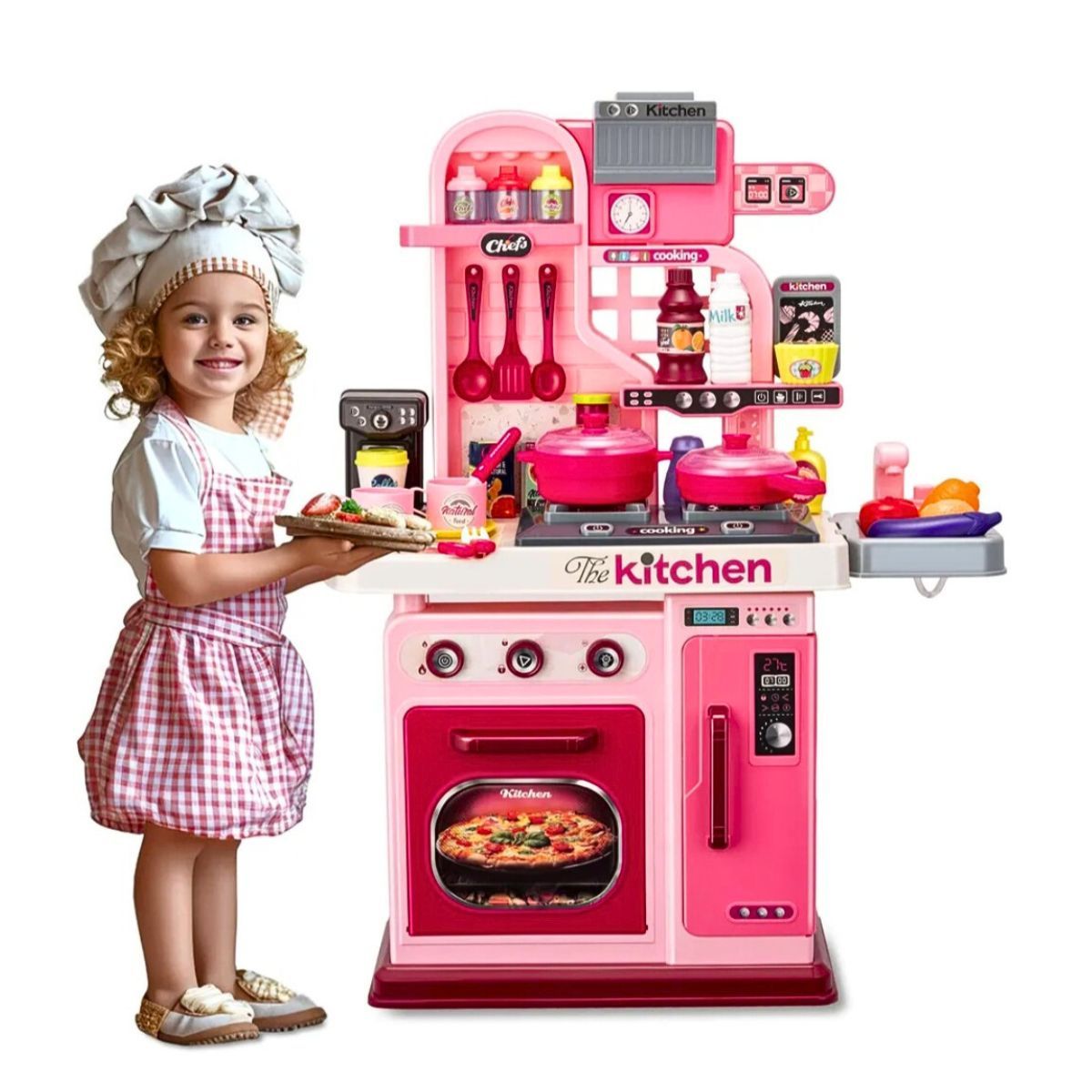 GENERICO - Juguete Cocina Para Niñas 53 Piezas Con Luz Y Sonido Rosa