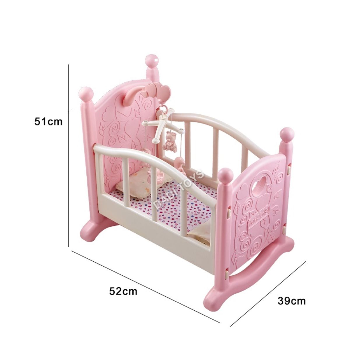 GENERICO - Cuna Mecedora con Muñeca y Sonidos Incluye Set de Alimentación