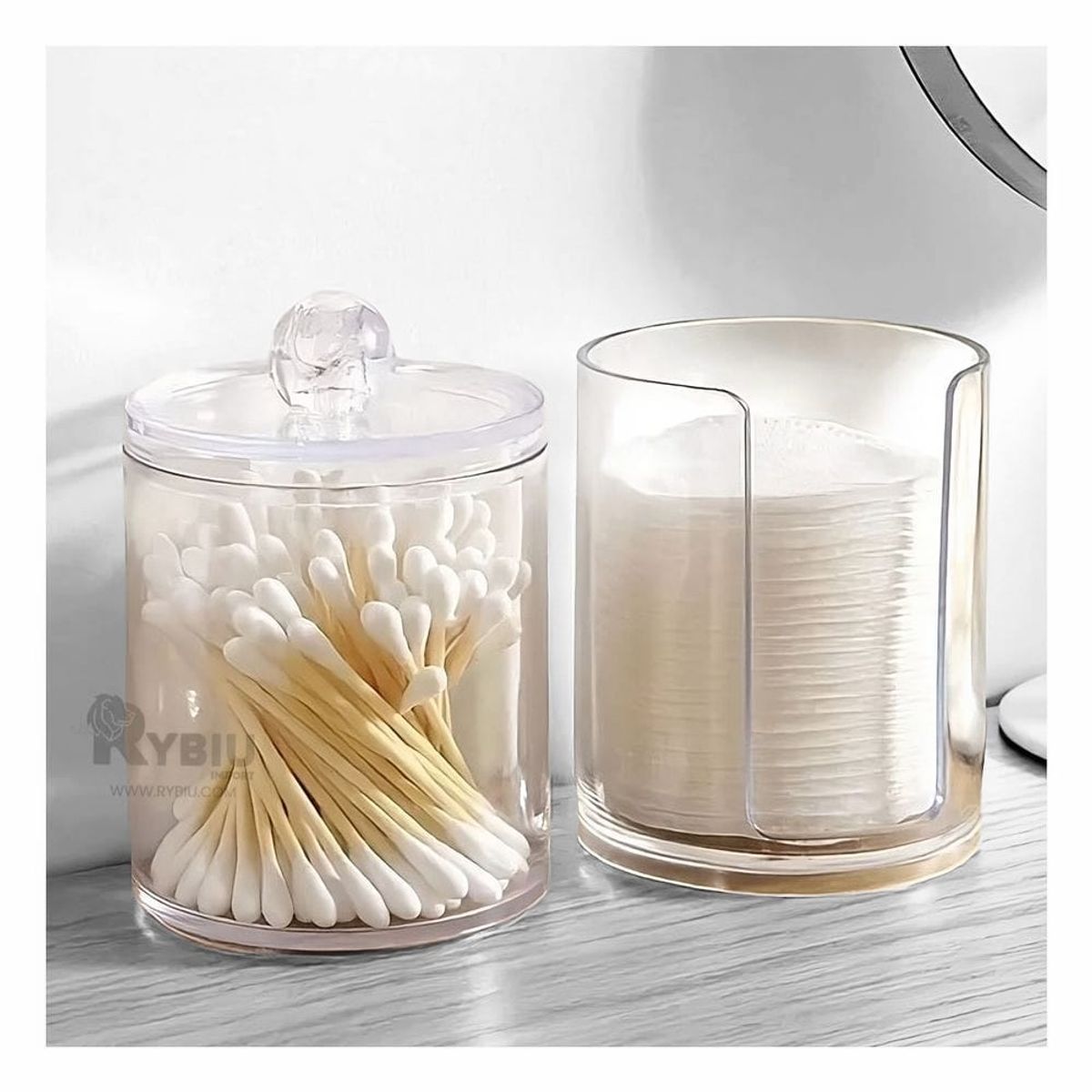 GENERICO - Pack/  Dos Dipensadores dobles de acrilico de hisopos y algodón  para maquillaje