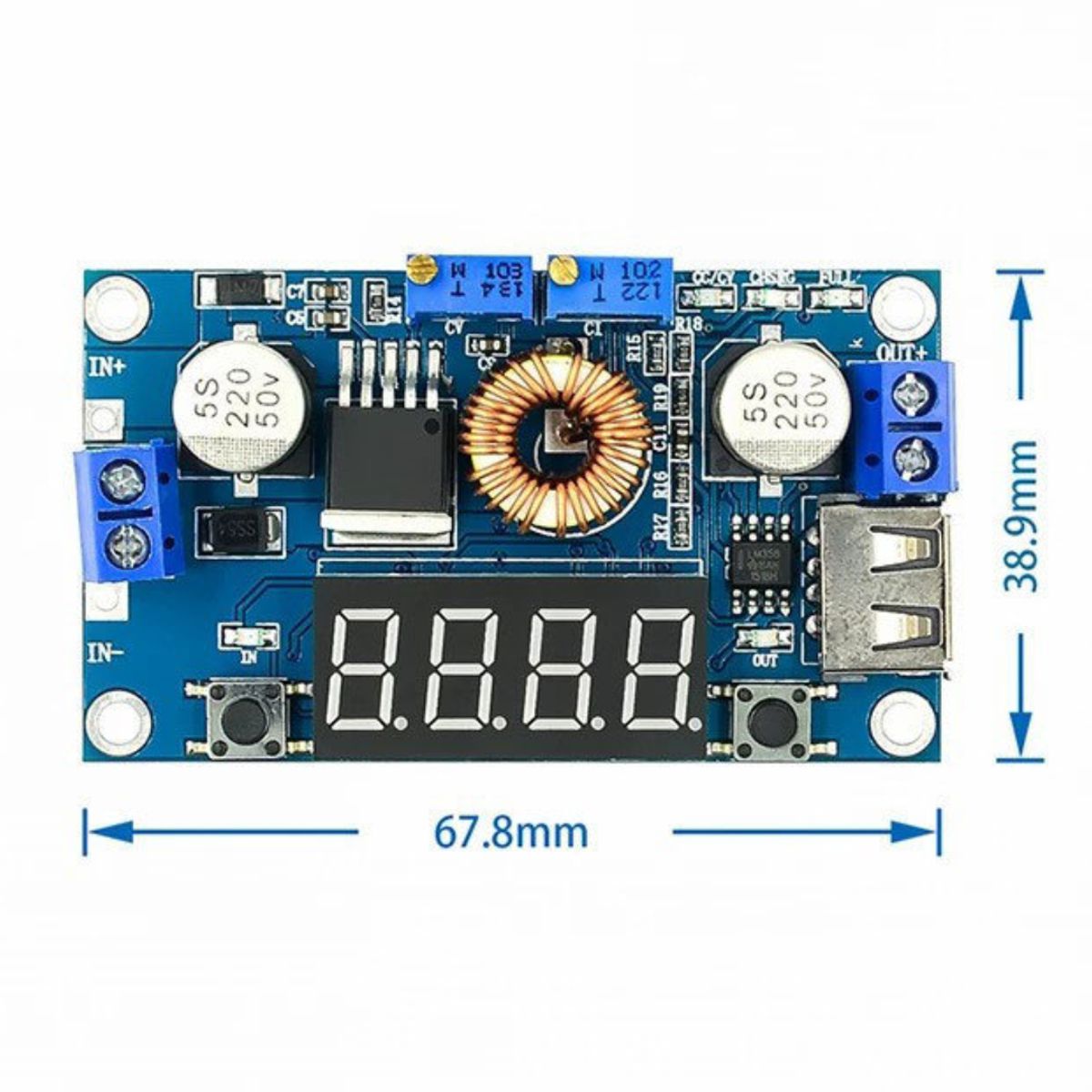 GENERICO - Módulo Reductor de Voltaje XL4015 Fuente DC DC Ajustable Pantalla LED Cargador de Baterías
