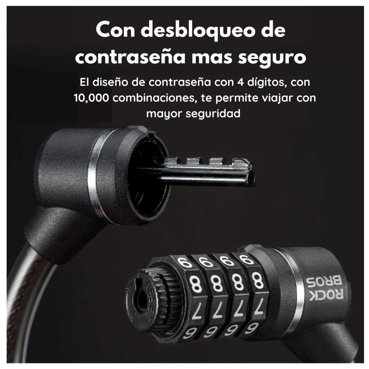 ROCKBROS - ROCKBROS-Cadena candado portátil antirrobo para bicicleta motocicleta Scooter Eléctrico