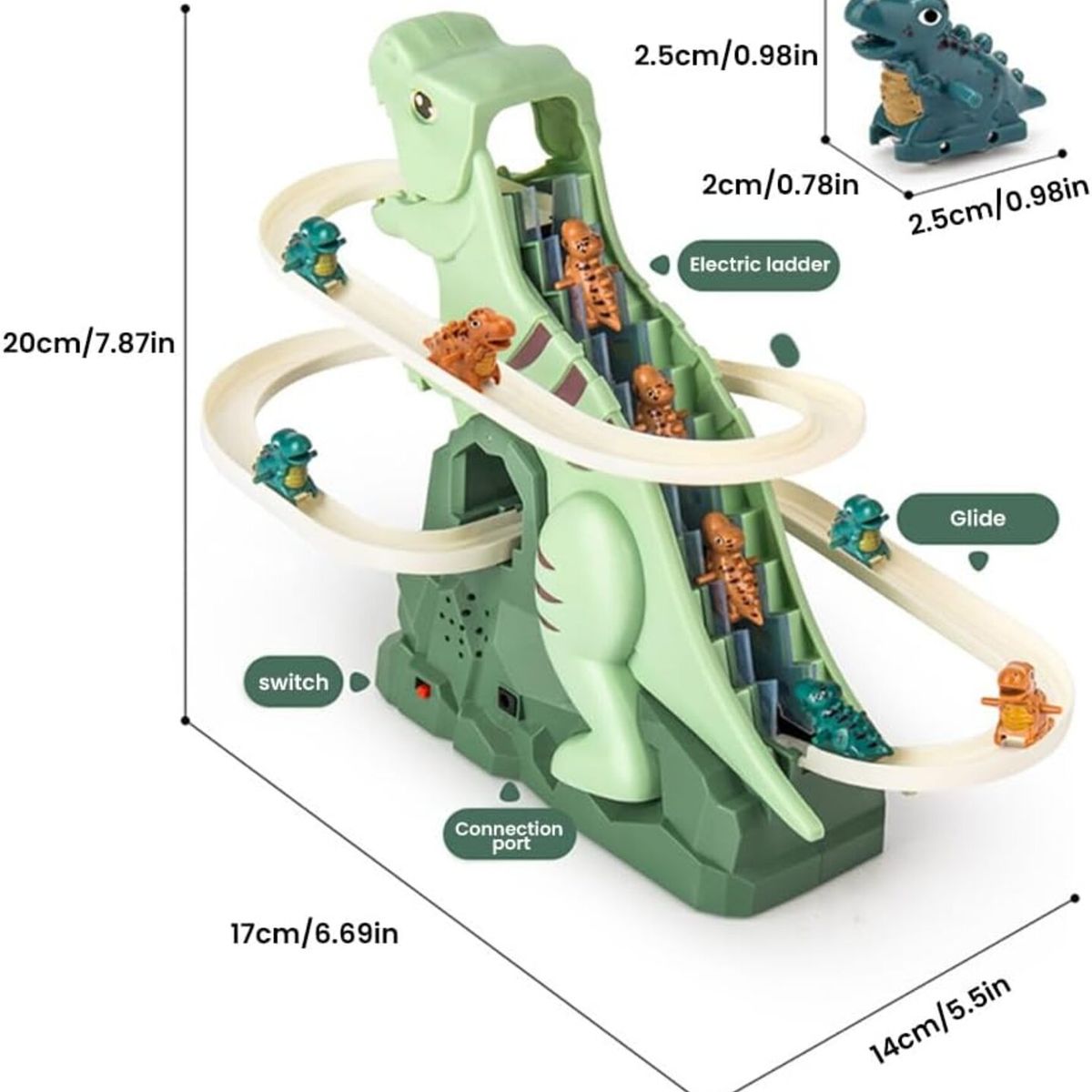 GENERICO - TOBOGAN DINO MONTAÑA RUSA CON LUCES Y MUSICA ENSAMBLABLE REGALO DE NAVIDAD PARA NIÑOS