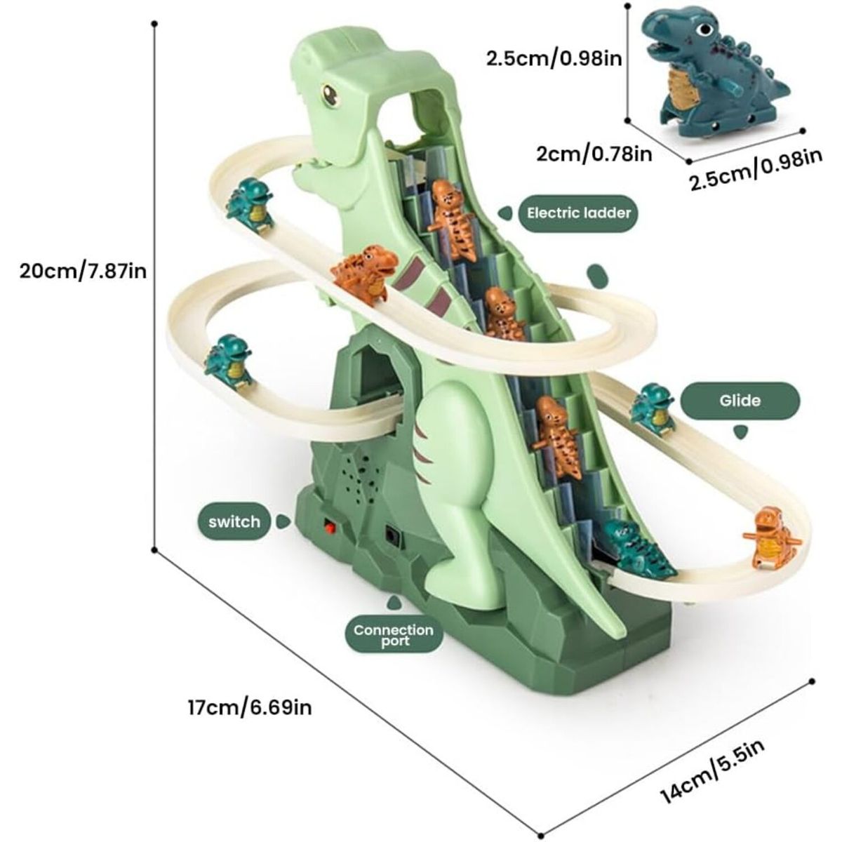 GENERICO - TOBOGAN DINO MONTAÑA RUSA CON LUCES Y MUSICA ENSAMBLABLE REGALO DE NAVIDAD PARA NIÑOS