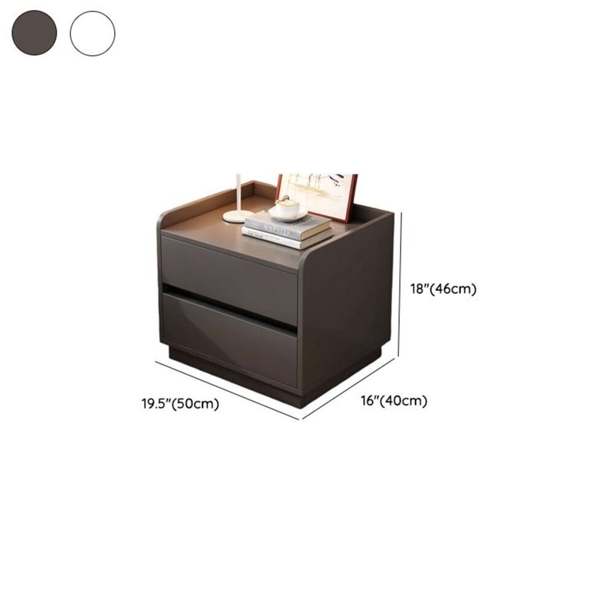 R&R MUEBLES - Velador Moderno Jako 2 Cajones Plomo R&R MUEBLES