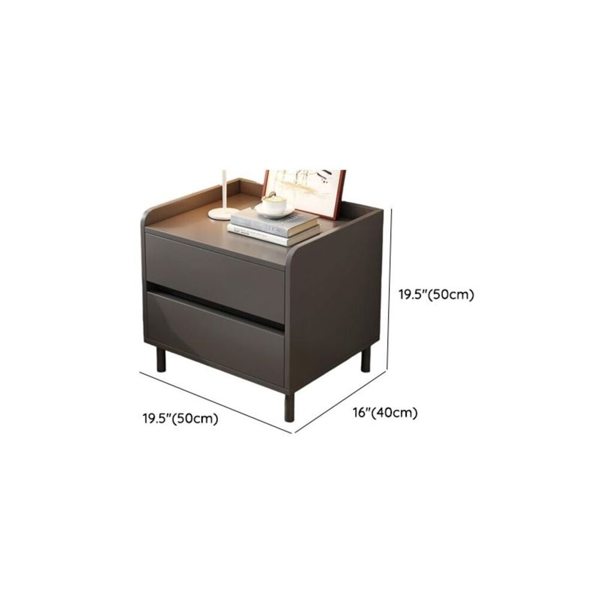 R&R MUEBLES - Velador Moderno Jacob 2 Cajones Plomo R&R MUEBLES