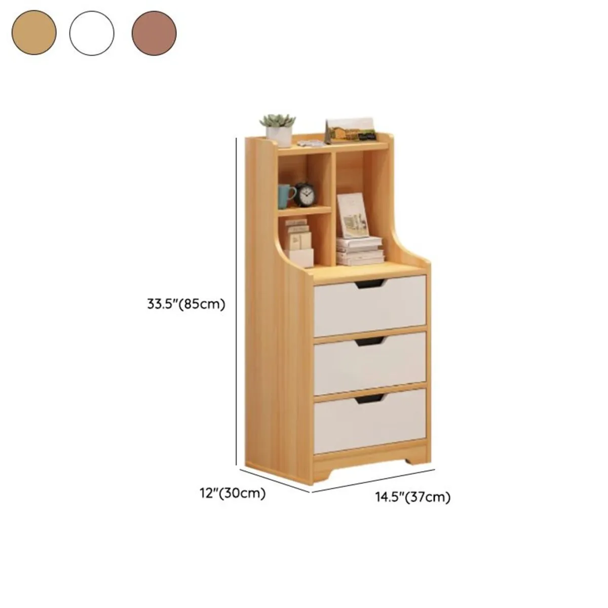 R&R MUEBLES - Velador Vintage Moderno Moniq 3 Cajones DunaBlanco R&R MUEBLES