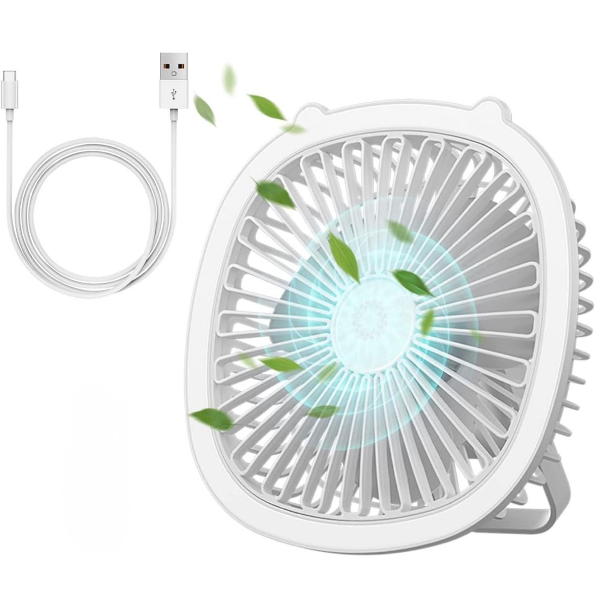 GENERICO - VENTILADOR DE ESCRITORIO CON LUZ LED BLANCO