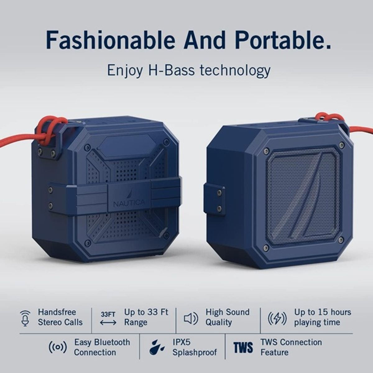 Nautica - Parlante Bluetooth Nautica Speaker S100 15W IPX5 15h Portátil Navy Blue  Batería de larga duración