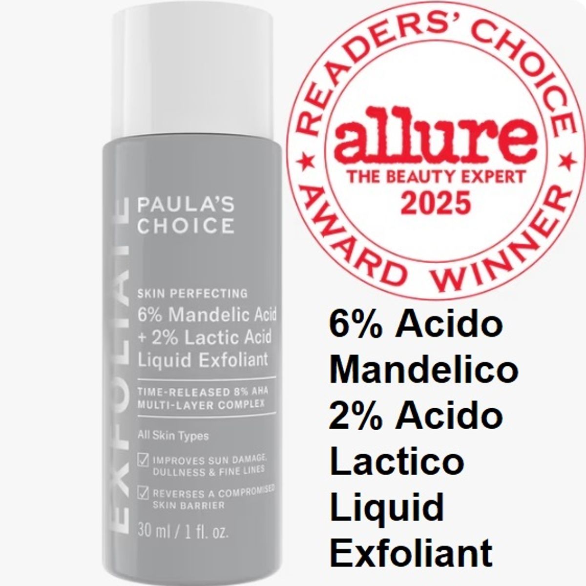 PAULA'S CHOICE - Paulas Choice 6% Mandelic Acid 2% Lactic Acid Liquid Exfoliant