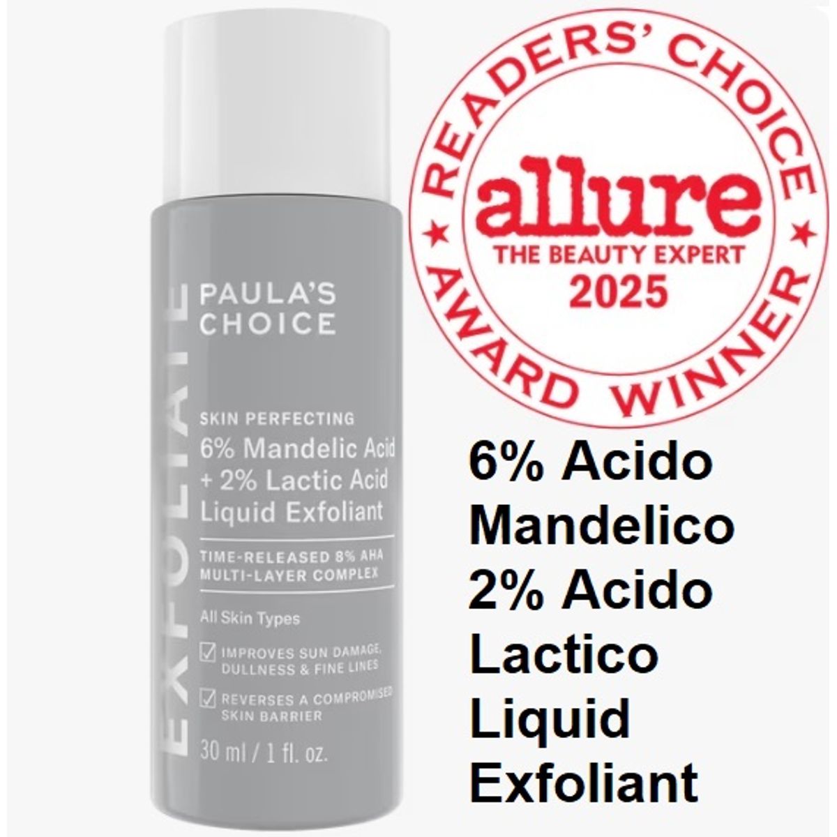 PAULA'S CHOICE - Paulas Choice 6% Mandelic Acid 2% Lactic Acid Liquid Exfoliant