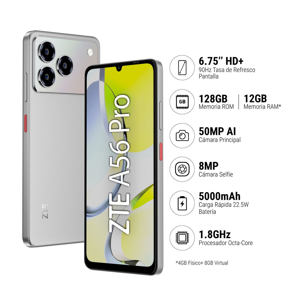 ZTE - ZTE BLADE A56 PRO 4+8GB+128GB - GRIS