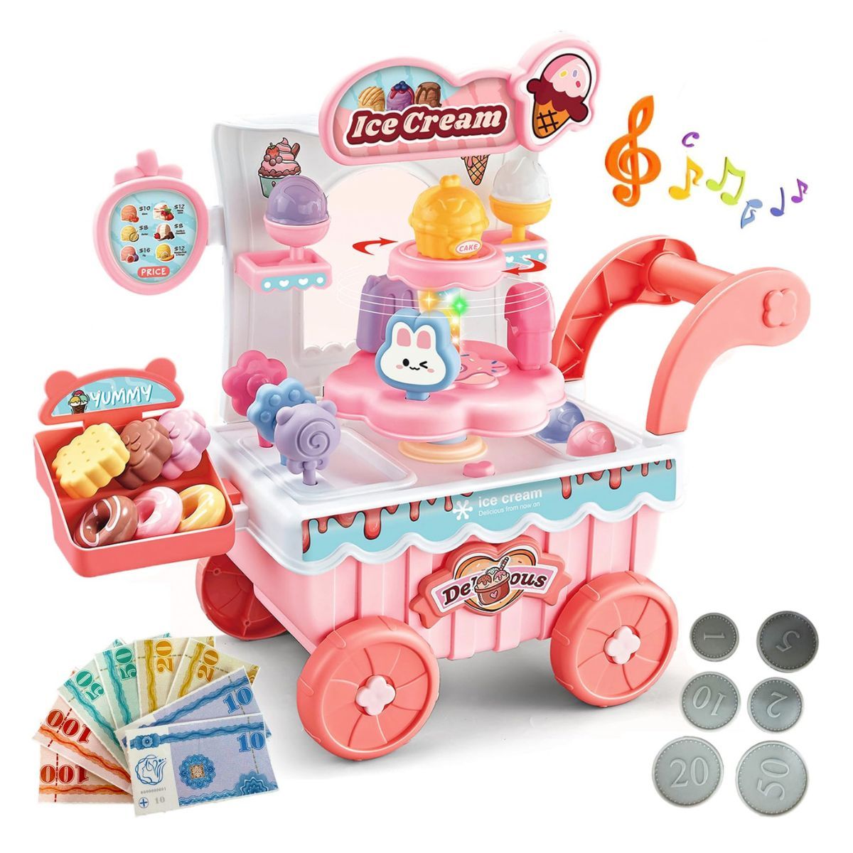 GENERICO - Juguete Carrito Heladero Con Luces Sonido Con 27 Accesorios