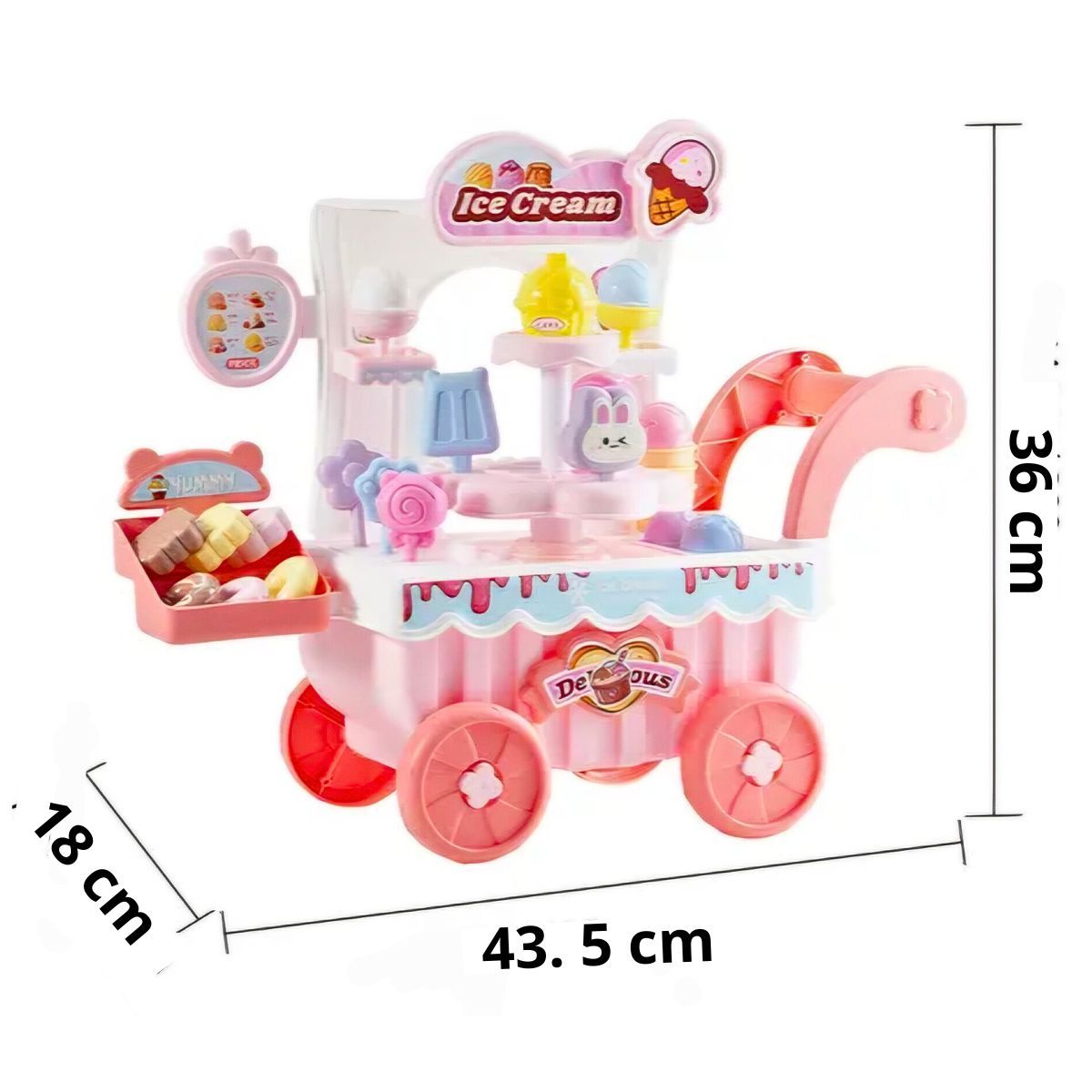 GENERICO - Juguete Carrito Heladero Con Luces Sonido Con 27 Accesorios