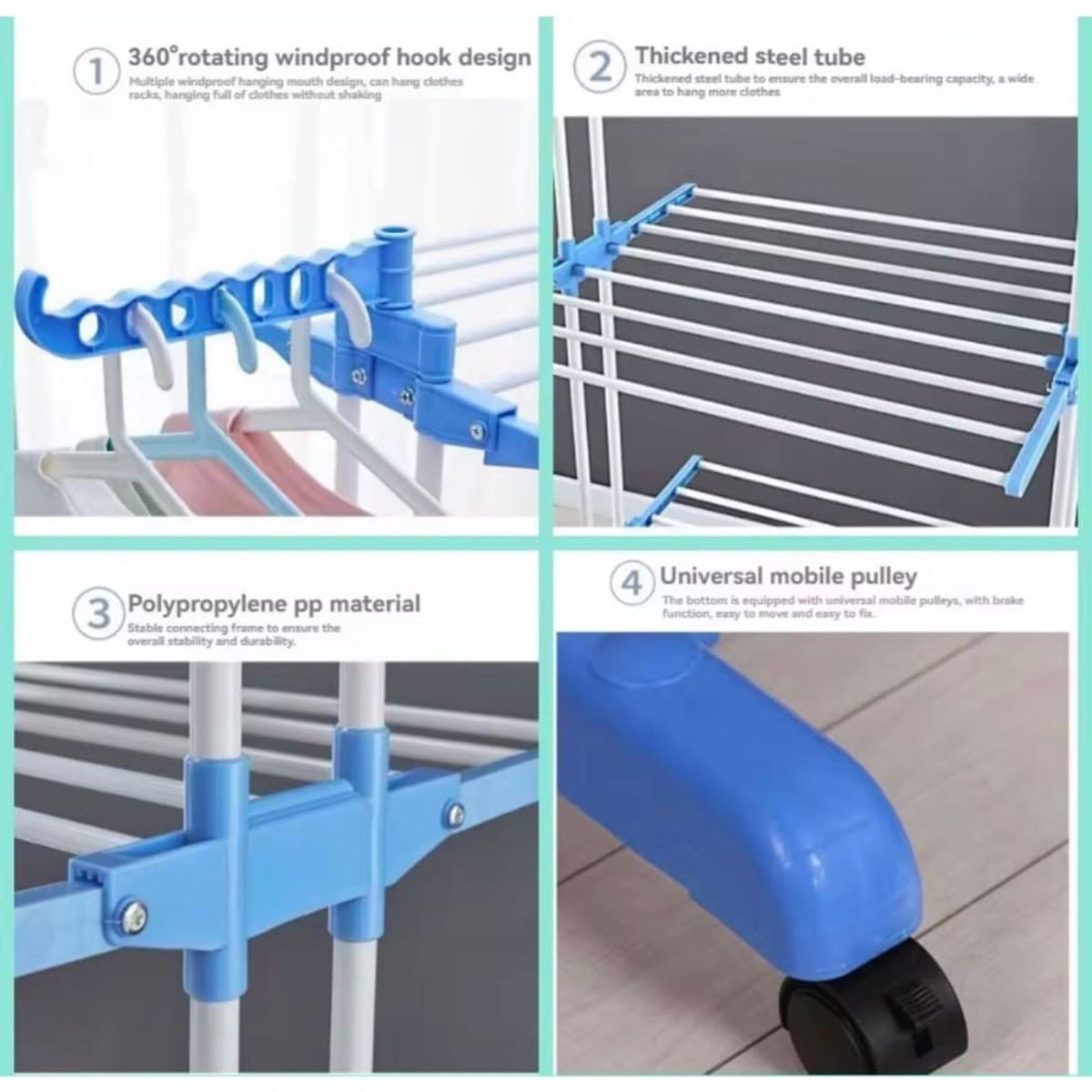 GENERICO - Tendedero De Ropa Plegable Multifuncional Perchero Rack 3 Niveles