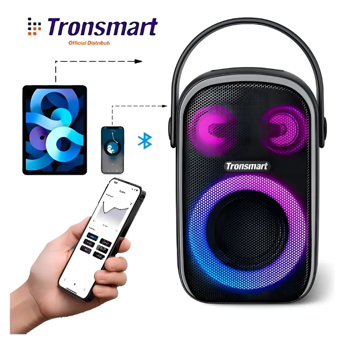 TRONSMART - Parlante Bluetooth Tronsmart Halo 100 Sonido 60W y Efectos de Luz RGB