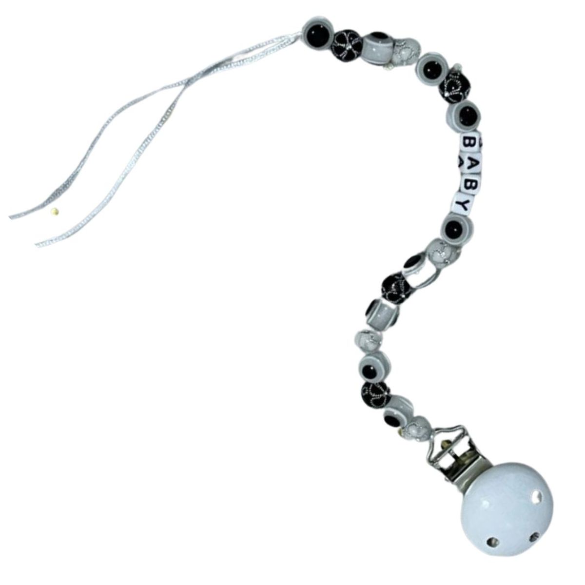 GENERICO - sujetador de chupón para bebe de ojo turco negro