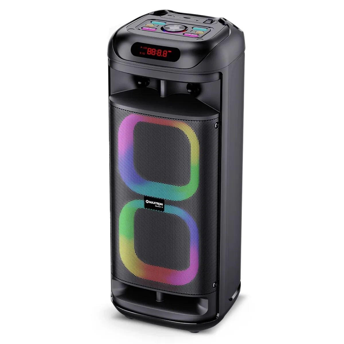 MAXTRON - Torre de Sonido Maxtron Mx 601 Becker 02 Bocinas 6,5  pulgadas 01 Micrófono Luces LED