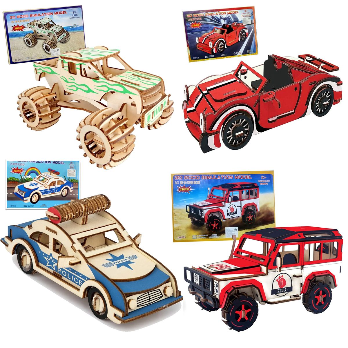 GENERICO - Rompecabezas 3D de Madera Carros para Niños Aleatorio X2