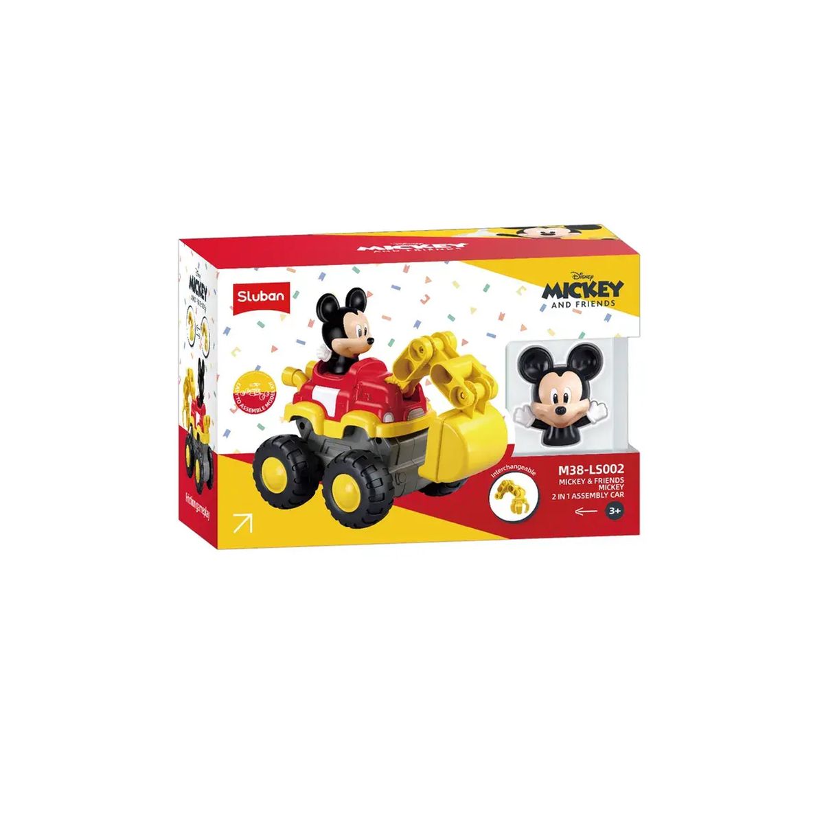 DISNEY BABY - Juguete Excavadora de fricción de Mickey +Camión 2 en 1 14 piezas