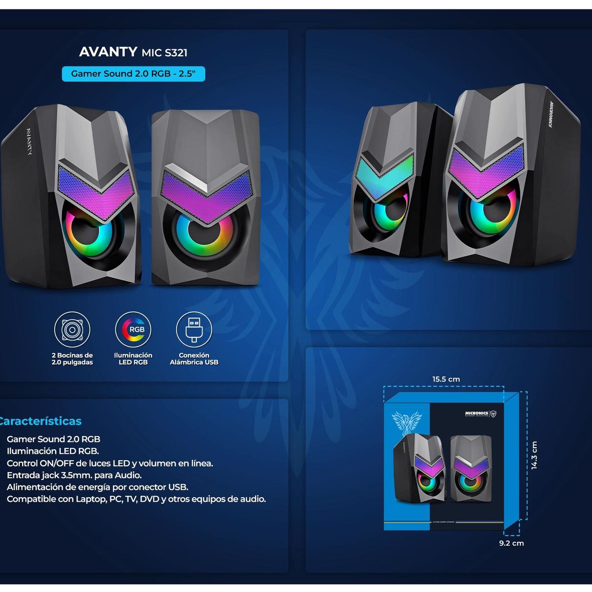 GENERICO - Parlante De Computadora Mini Parlante Gamer  Subwoofer RGB