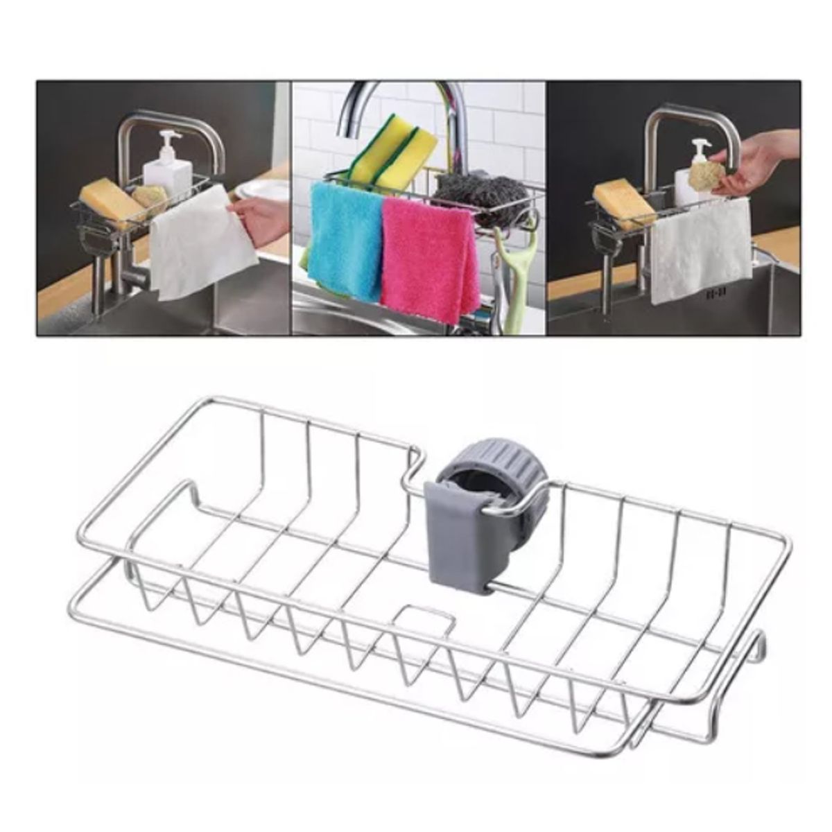 GENERICO - ESCURRIDOR ORGANIZADOR DE FREGADERO DE ACERO INOXIDABLE