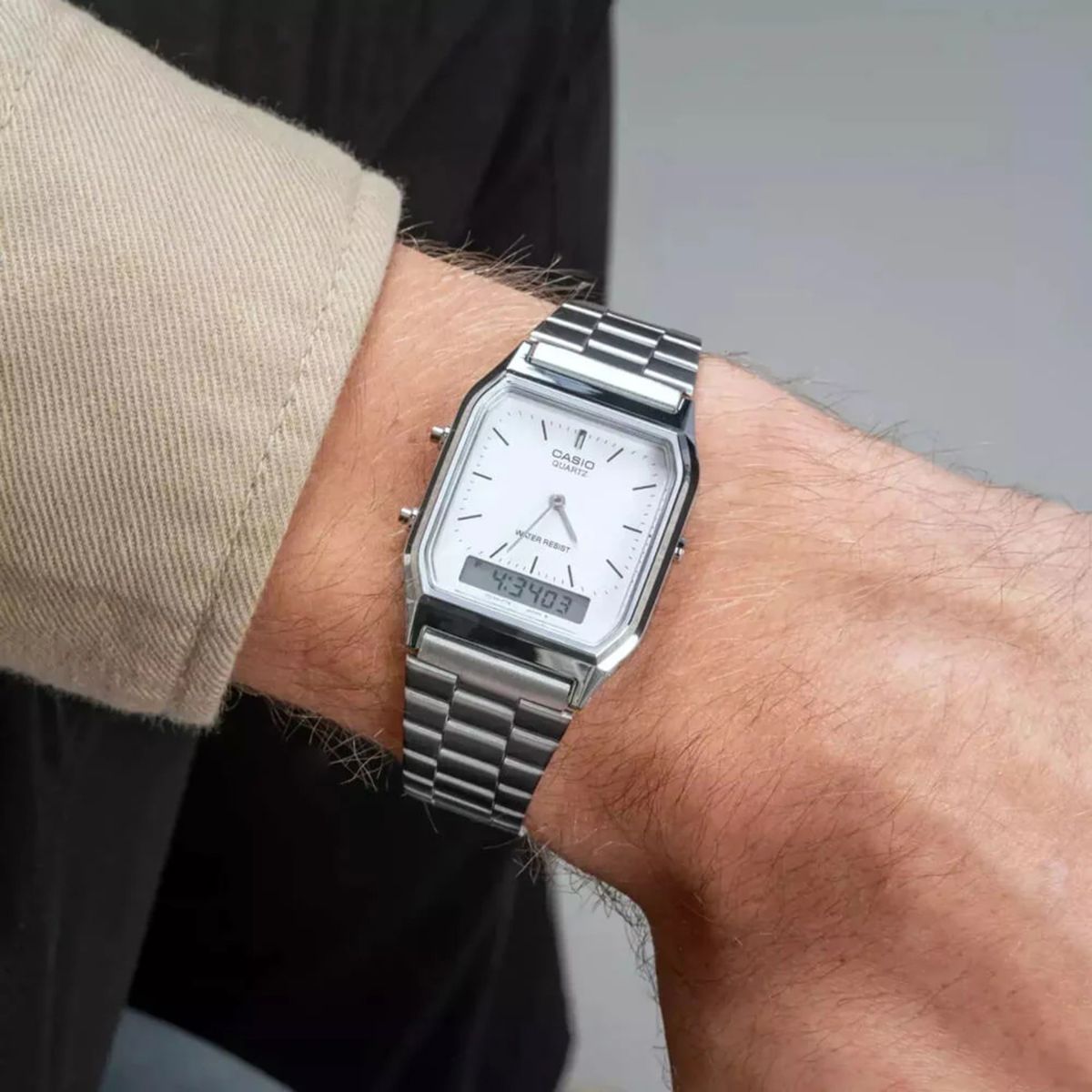 CASIO - AQ-230A - RELOJ CASIO PARA HOMBRE ACERO BLANCO  - CAS-52