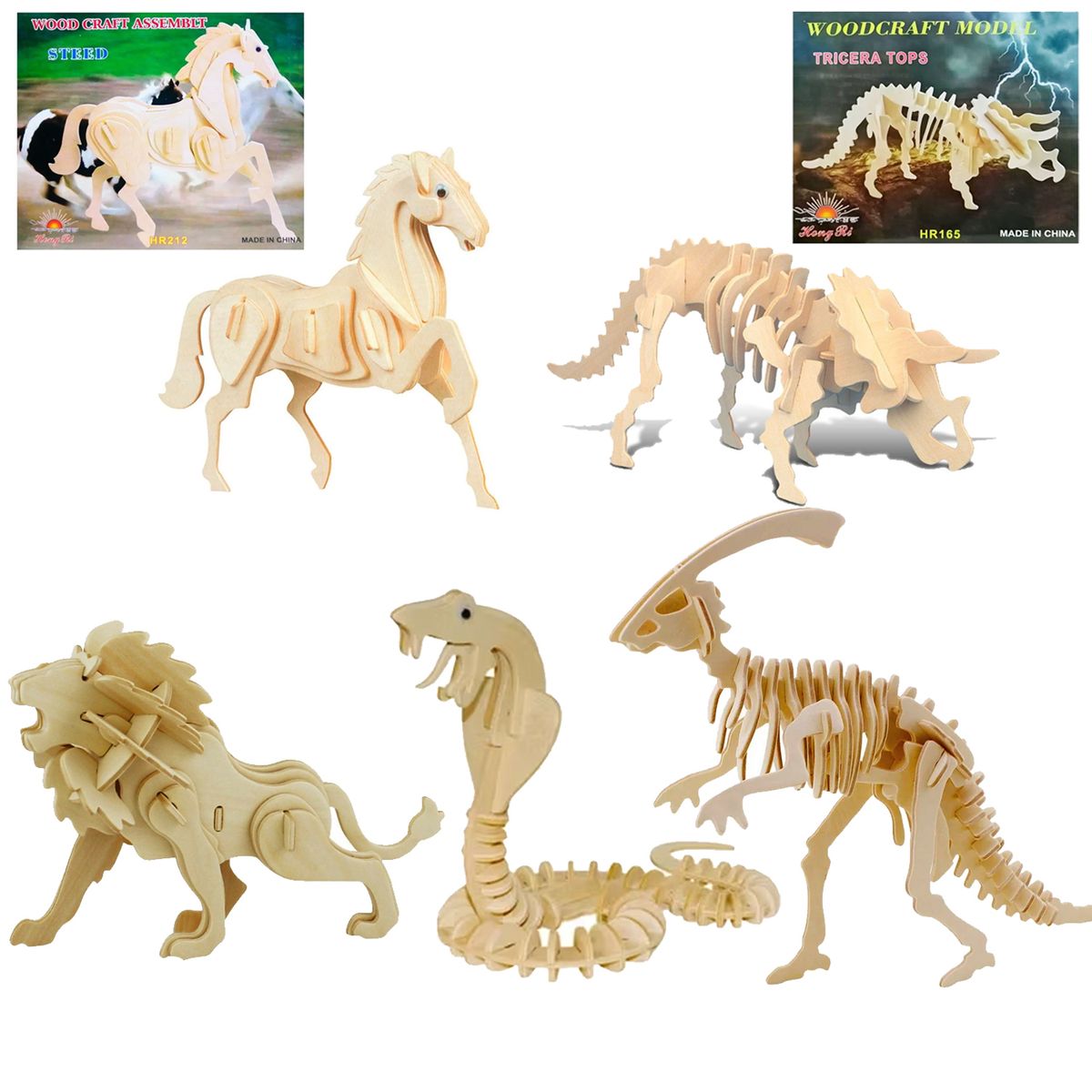 GENERICO - Rompecabezas 3D de Madera Animales Aleatorio X2