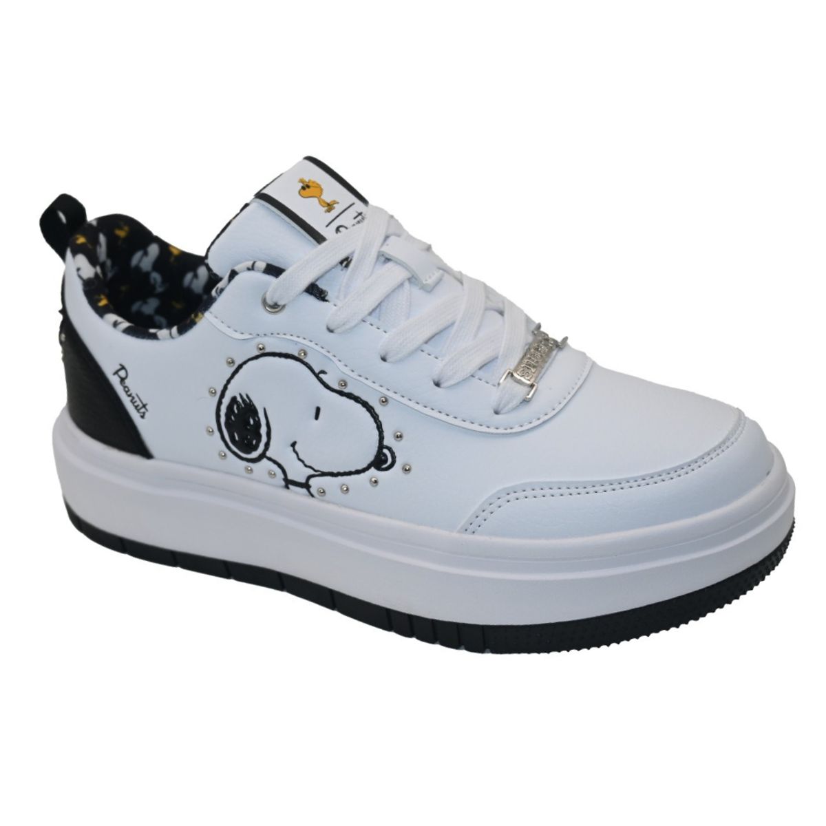 SNOOPY - Zapatillas Mujer Casual Snoopy Blanco Negro