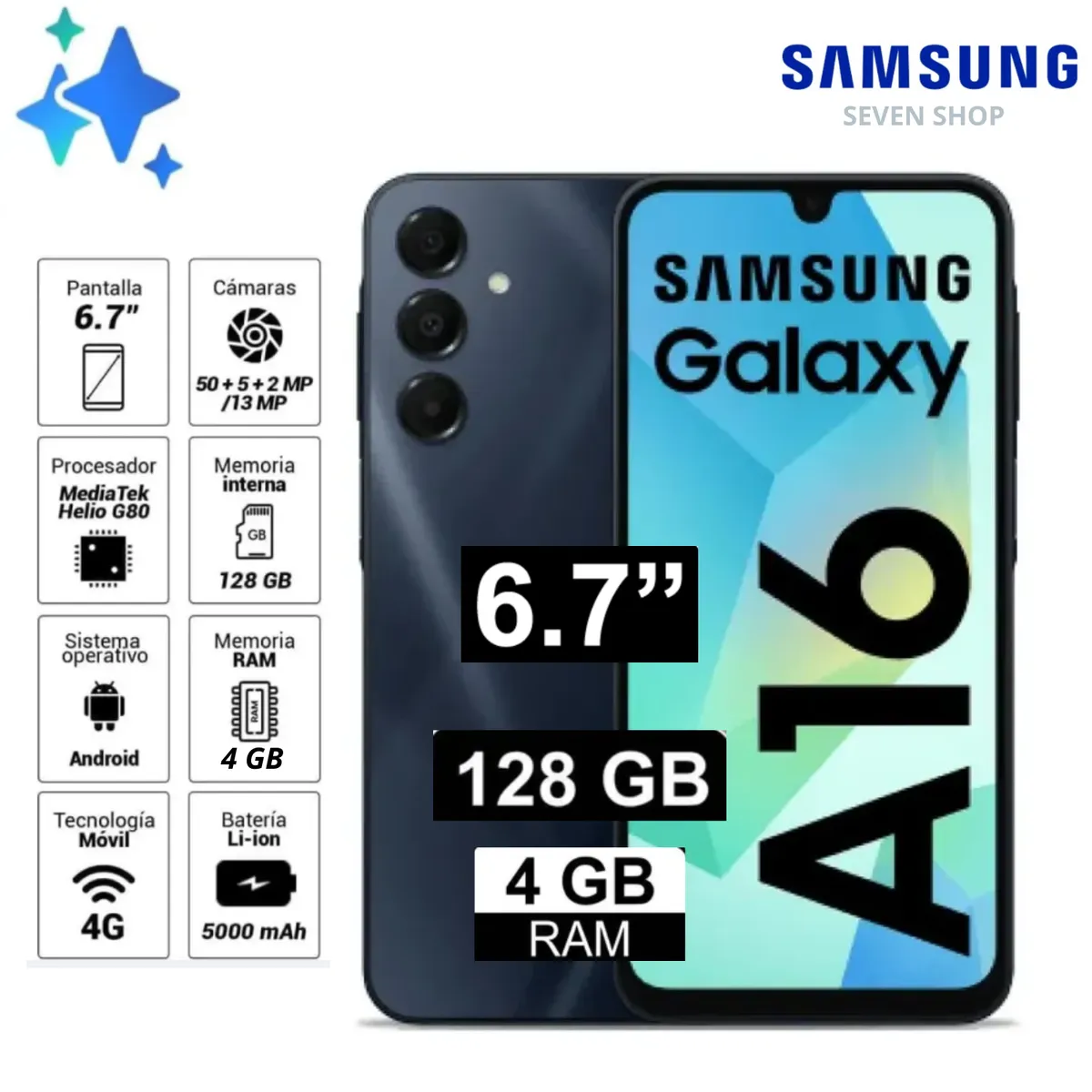 SAMSUNG - Samsung Galaxy A16 4G - 128GB 4GB - Negro