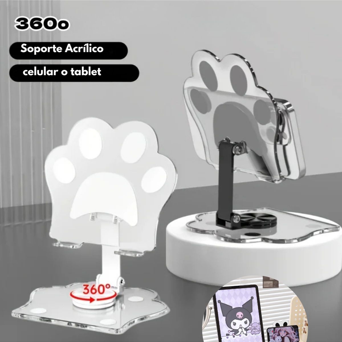 GENERICO - Soporte  HOLDER de Celular acrilico Giro 360