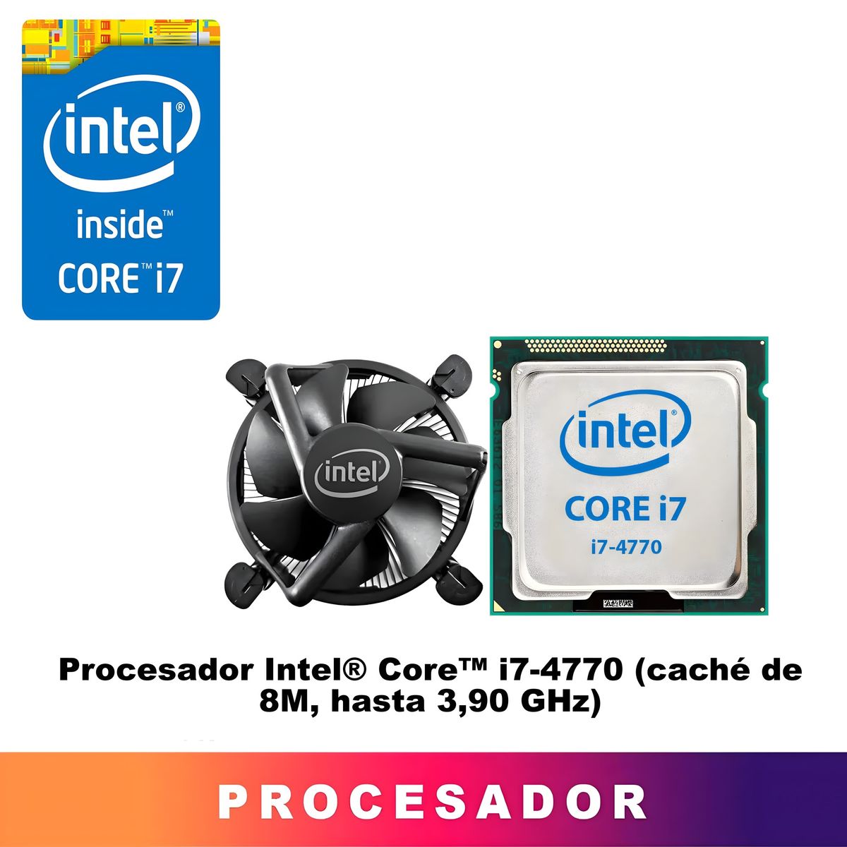 INTEL - Computadora Pc Intel Core i7 4770  Monitor 24 fhd' RAM 16 GB SSD 500 GB PARLANTES