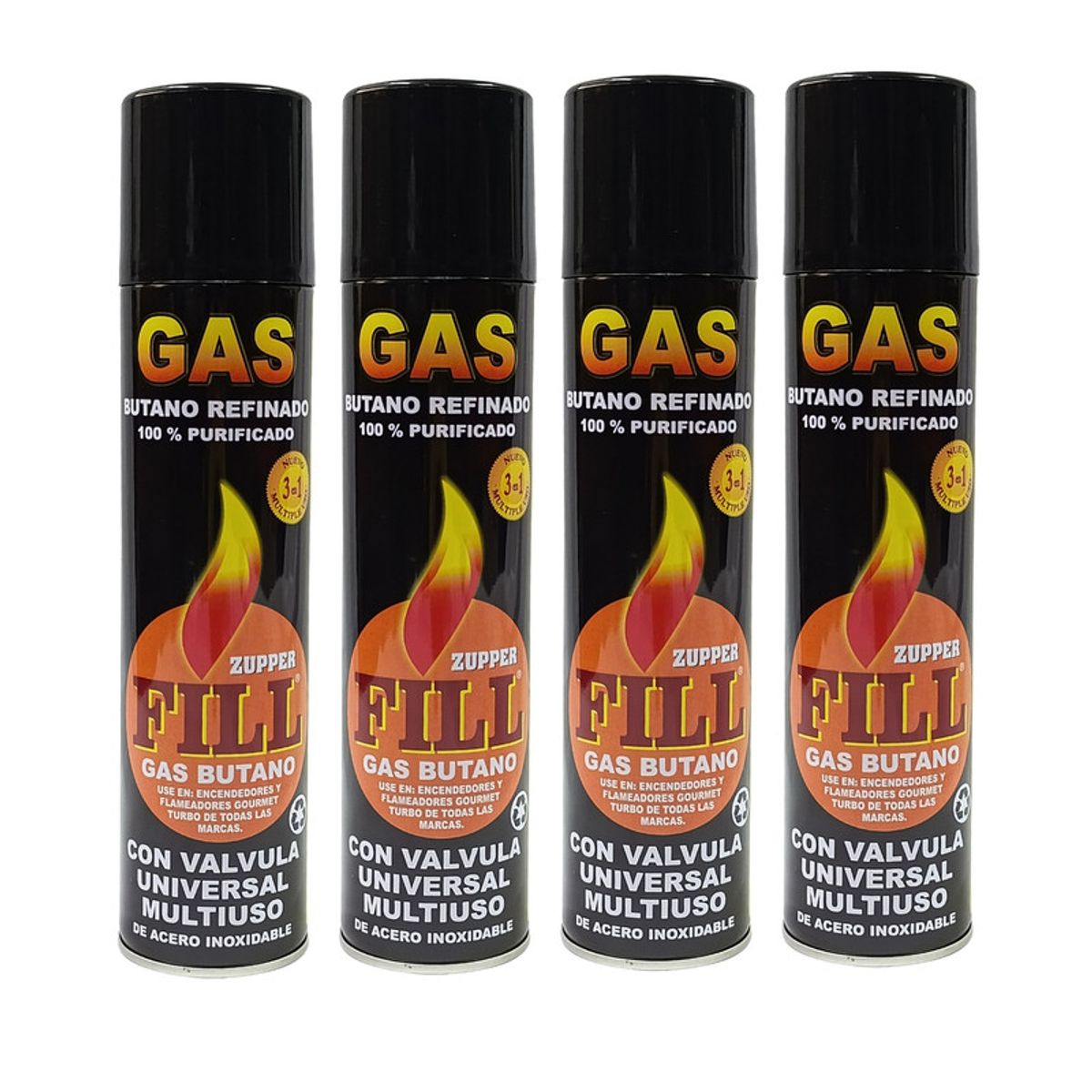 PENTHA - Gas Butano Refinado Recarga Todo Tipo Encendedores X4 Und