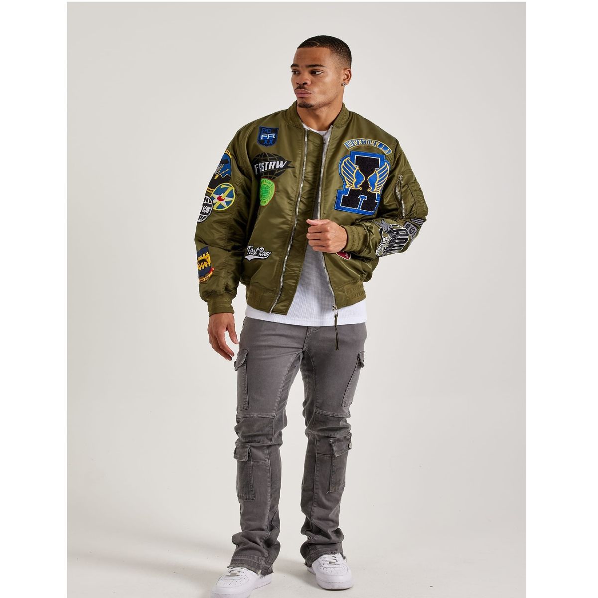 GENERICO - CASACA BOMBER FIRST ROW ESTILO AVIADOR - OLIVA