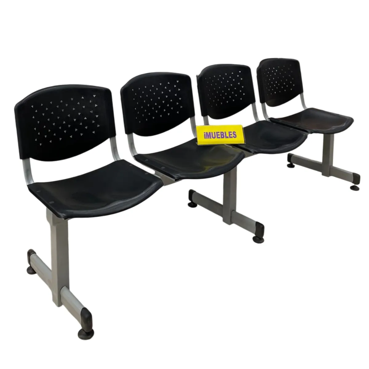 TEMEL - Banca de Espera Tándem de 4 Asientos Color Negro – Modelo T4 – TEMEL