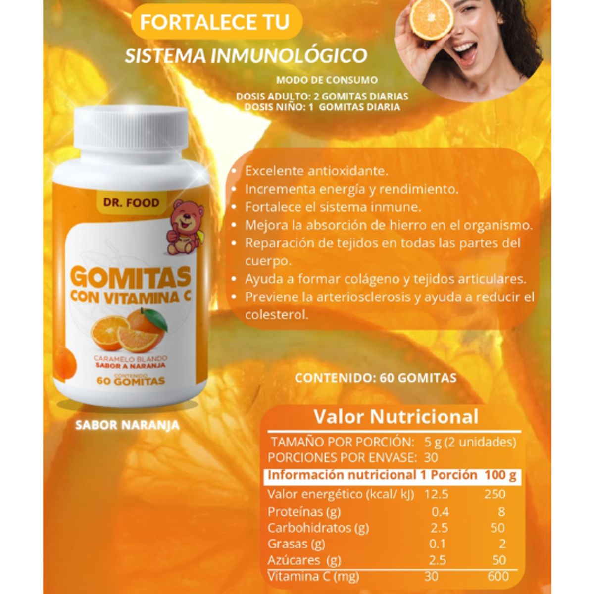GENERICO - Gomitas Sabor a Naranja con Vitamina C